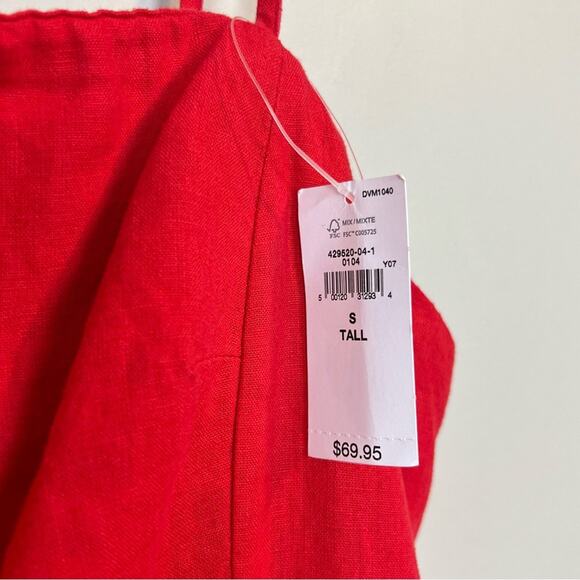 NWT Gap Linen Blend Mini Dress TALL in Slipper Red sz S *TALL Sleeveless Strappy - Picture 6 of 10